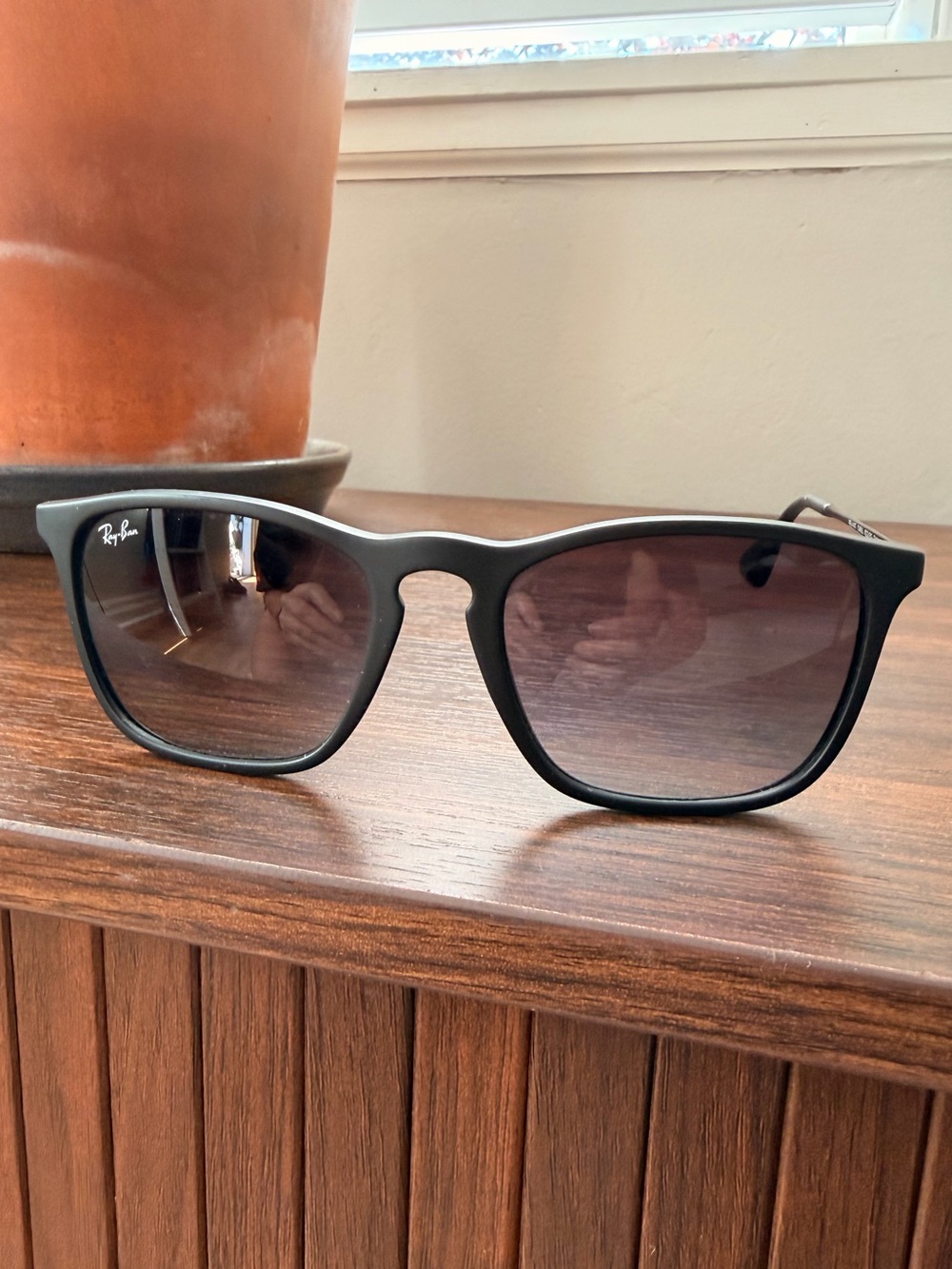 Ray-Ban Chris Black Frame Sunglasses with Gradient Smoke Lenses